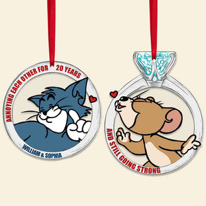 Annoying Each Other, Couple Gift, Personalized Set Of 2 Acrylic Ornament, Mouse And Cat Cartoon Couple Ornament, Christmas Gift 03QHTI241023 - Ornament - GoDuckee