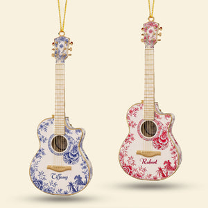 Guitar Toile de Jouy Ornament - Personalized Gifts For Guitar Lovers 04pgti260925 - Ornament - GoDuckee