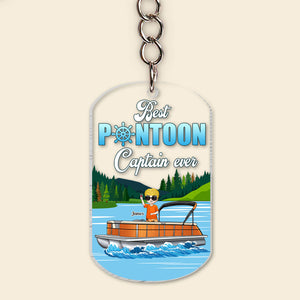 Best Pontoon Captain Ever, Gift For Pontoon Boat Owner, Personalized Keychain, Pontoon Boat Accessories gifts, Summer Gift - Keychains - GoDuckee