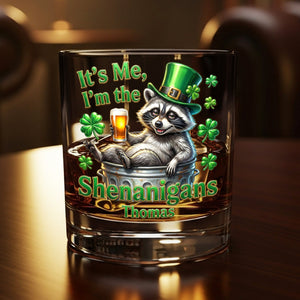St Patrick's Day Raccoon Round Glass - Personalized Gifts For St Patrick's Day Glass 03HUTI201225 - Glass - GoDuckee
