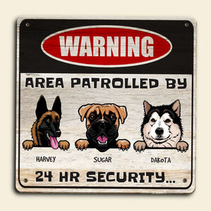 Warning Area Patrolled By, Personalized Dog Wood Sign Gift 03ACDT070323 - Wood Sign - GoDuckee