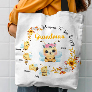 Reasons To Bee Happy, Personalized Tote Bag, Gifts For Grandma - Tote Bag - GoDuckee