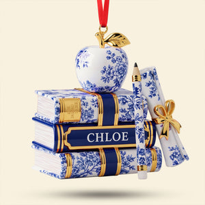 Teacher Toile de Jouy Acrylic Custom Shape Acrylic Ornament - Personalized Gifts For Teacher Christmas Ornament 01PGTI221025 - Ornament - GoDuckee