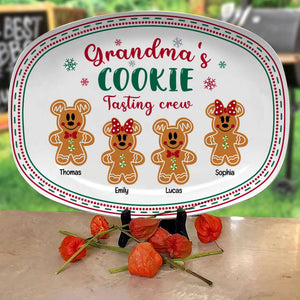 Grandma's Cookie Tasting Crew, Gift For Grandma, Personalized Resin Plate, Grandkids Gingerbread Plate, Christmas Gift 03HUTI100723 - Resin Plate - GoDuckee