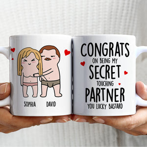 Congrats On Being My Secret Touching Partner-Gift For Couple-Personalized Coffee Mug- Funny Couple - Coffee Mug - GoDuckee