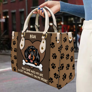 You Came Into My Life And Left Paw Prints On My Heart Personalized Leather Bag Gift For Dog Lover - Leather Bag - GoDuckee