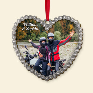 Custom Motorcycle Photo Ornament, Gift For Couple, Christmas Gift, Couple Ornament - Ornament - GoDuckee