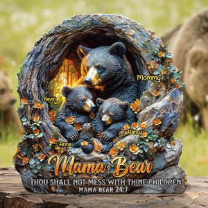 Personalized Gifts For Mom Acrylic Plaque, Mama & Her Cubs - Shaped Plaques - GoDuckee
