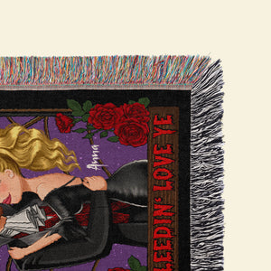 I Bleedin' Love Ye, Couple Gift, Personalized Woven Blanket, Vampire Couple Blanket, Halloween Gift - Blanket - GoDuckee