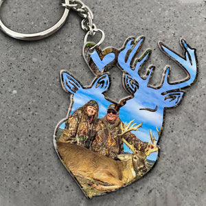 Custom Hunting Photo Keychain, Deer Head Shape, Gift For Hunting Lovers - Keychains - GoDuckee