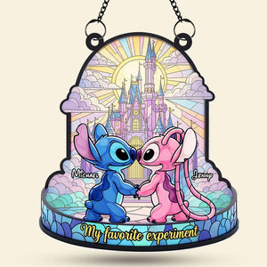 Cute Blue Monster Couple Suncatcher - Personalized Gifts For Couple 04ohti050625 - Ornament - GoDuckee