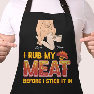 Personalized Gifts For Couples Aprons I Rub My Meat Before I Stick It In - Aprons - GoDuckee