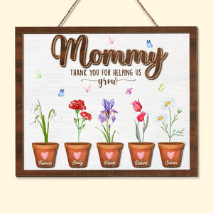 Personalized Gift For Mom Wood Sign Mommy Thank You For Helping Us Grow - Wood Signs - GoDuckee