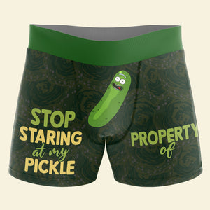 Personalized Gifts For Men's Boxers Stop Staring At My Pickle 02NATI150124 - Boxers & Briefs - GoDuckee