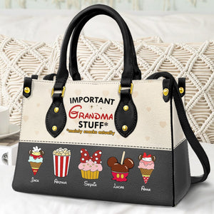 Personalized Gifts For Grandma Leather Bag Important Grandma Stuff 05QHTI200224 - Leather Bags - GoDuckee