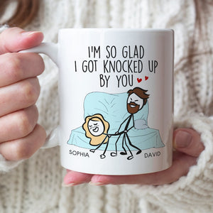 Couple, I'm So Glad I Got Knocked Up By You, Personalized Mug, Couple Mug - Coffee Mug - GoDuckee