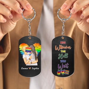 Personalized Gifts For LGBT Couple Keychain Kiss Whoever The Hell You Want - Keychains - GoDuckee