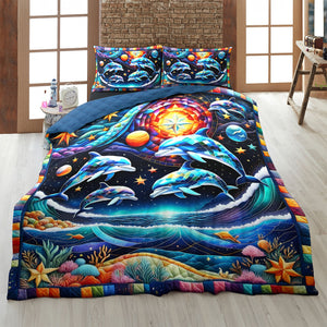 Gifts For Dolphin Lover Quilt Bed Set 044huti220125 - Blanket - GoDuckee