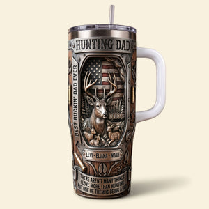Proud Hunting Dad 40oz Tumbler With Handle, Personalized Gifts For Hunting Dads 04qhti280426 - Tumbler Cup - GoDuckee