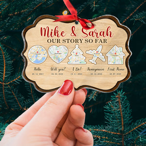 Couple Story Personalized Map Acrylic Ornament, Christmas Gift For Him/Her - Ornament - GoDuckee