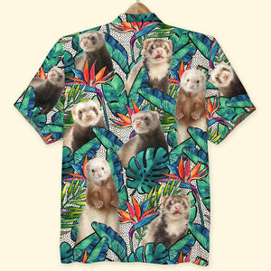 Gift For Ferret Lovers, Personalized Hawaiian Shirt, Custom Image Ferret Hawaiian Shirt - Hawaiian Shirts - GoDuckee