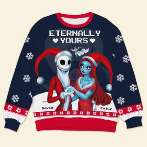 Eternally Yours, Couple Gift, Personalized Knitted Ugly Sweater, Horror Couple Knitted Sweater, Christmas Gift 02HUTI140823 - AOP Products - GoDuckee