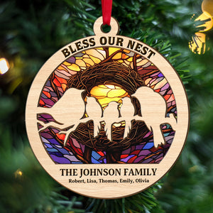 Bird Family Personalized Suncatcher Ornament, Christmas Gift For Family - Ornament - GoDuckee