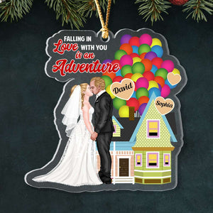Falling In Love With You Is An Adventure, Personalized Ornament, Wedding Gifts Couple - Ornament - GoDuckee