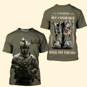 I Served My Country Personalized 3D AOP Shirt, Gift For Men - AOP Products - GoDuckee