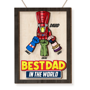 World's Best Dad Personalized Wooden Art - 2 Layers Wood Sign -03QHTI230523HA - Wood Sign - GoDuckee