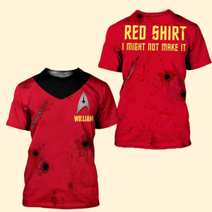 I Might Not Make It, Gift For TV Series Fan, Personalized Shirt, Custom Name Red AOP Shirt, Halloween Gift 05HTTI050723 - AOP Products - GoDuckee