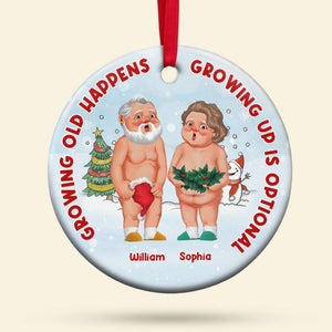 Growing Up Is Optional, Personalized Ornament, Christmas Gifts For Funny Couple - Ornament - GoDuckee