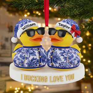 Couple Duck Christmas Ornament Personalized Gifts For Couple 01PGTI211025 - Ornament - GoDuckee