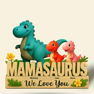 Personalized Gifts For Mom Plaque Dinosaur Mama And Little Ones 04nati150425 - Shaped Plaques - GoDuckee