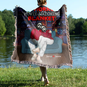 This Is Our Horror Movie Watching Blanket-Personalized Woven Blanket-Gift For Him/ Gift For Her- Halloween Gift - Blanket - GoDuckee