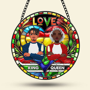 Personalized Gifts For Black Couple Stained Glass, Proud King & Queen 04qhti030125pa - Ornament - GoDuckee