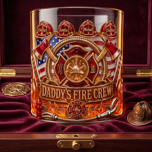 Firefighter Daddy's Crew Glass Mug Personalized Gifts For Dad 01PATI060526 - Glass - GoDuckee