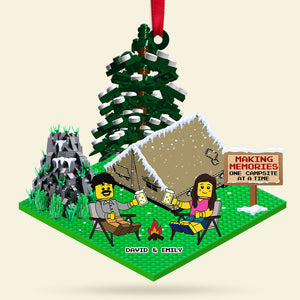 Making Memories-Personalized Acrylic Ornament- Gift For Him/ Gift For Her- Christmas Gift-Lego Camping Couple Ornament - Ornament - GoDuckee
