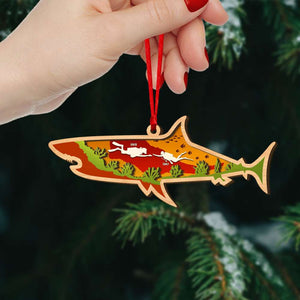 Couple Gift, Personalized Wood Ornament, Diving Couple Wood Ornament, Christmas Gift - Ornament - GoDuckee