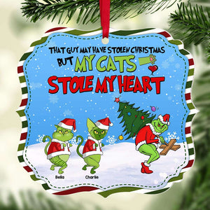 My Cats Stole My Heart, Gift For Cat Lover, Personalized Acrylic Ornament, Green Cats Ornament, Christmas Gift 01HTTI041123 - Ornament - GoDuckee