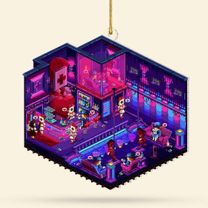Dark Neon Isometric Room Acrylic Ornament, Gift For Game Fan 02QHTI221123 - Ornament - GoDuckee