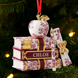 Teacher Toile de Jouy Acrylic Custom Shape Acrylic Ornament - Personalized Gifts For Teacher Christmas Ornament 01PGTI221025 - Ornament - GoDuckee