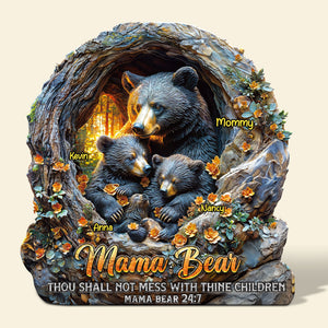 Personalized Gifts For Mom Acrylic Plaque, Mama & Her Cubs - Shaped Plaques - GoDuckee
