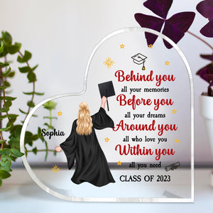 Behind You All Your Memories, Graduate Personalized Acrylic Plaque - Decorative Plaques - GoDuckee