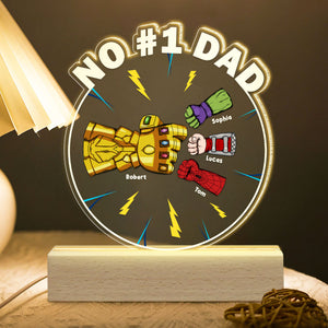 No #1 Dad, Gift For Dad, Personalized Led Light, Super Dad And Kid Fist Bump Led Light 03OHTI251223HA - Led Night Light - GoDuckee