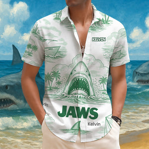 Shark Toile De Jouy Style Hawaiian Shirt - Personalized Gifts For Movie Lovers 02namg150725 - Hawaiian Shirts - GoDuckee