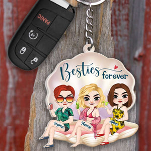 Besties Beach Girl Gift, Personalized Keychain Sisters Gift 09ACDT230623TM - Keychains - GoDuckee
