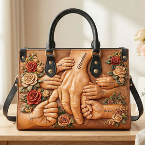 Grandma Holding Hands Leather Bag - Personalized Gift For Grandma 03HUTI070226 - Leather Bag - GoDuckee