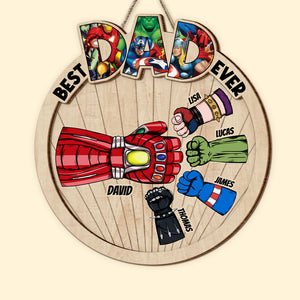 Best Dad Ever, Gift For Dad, Personalized Wood Sign, Fist Bump Dad Hand Wood Sign 02DNTI220523HA - Wood Sign - GoDuckee