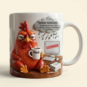 Attitude Rooster Office Worker Work Forecast Coffee Mug, Personalized Gifts For Coworker 05QHTI230126 - Coffee Mug - GoDuckee